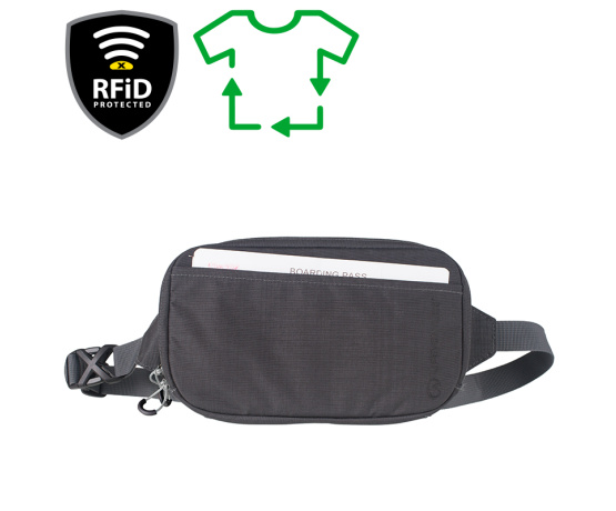 RFiD Travel Belt Pouch Recycled; grey
